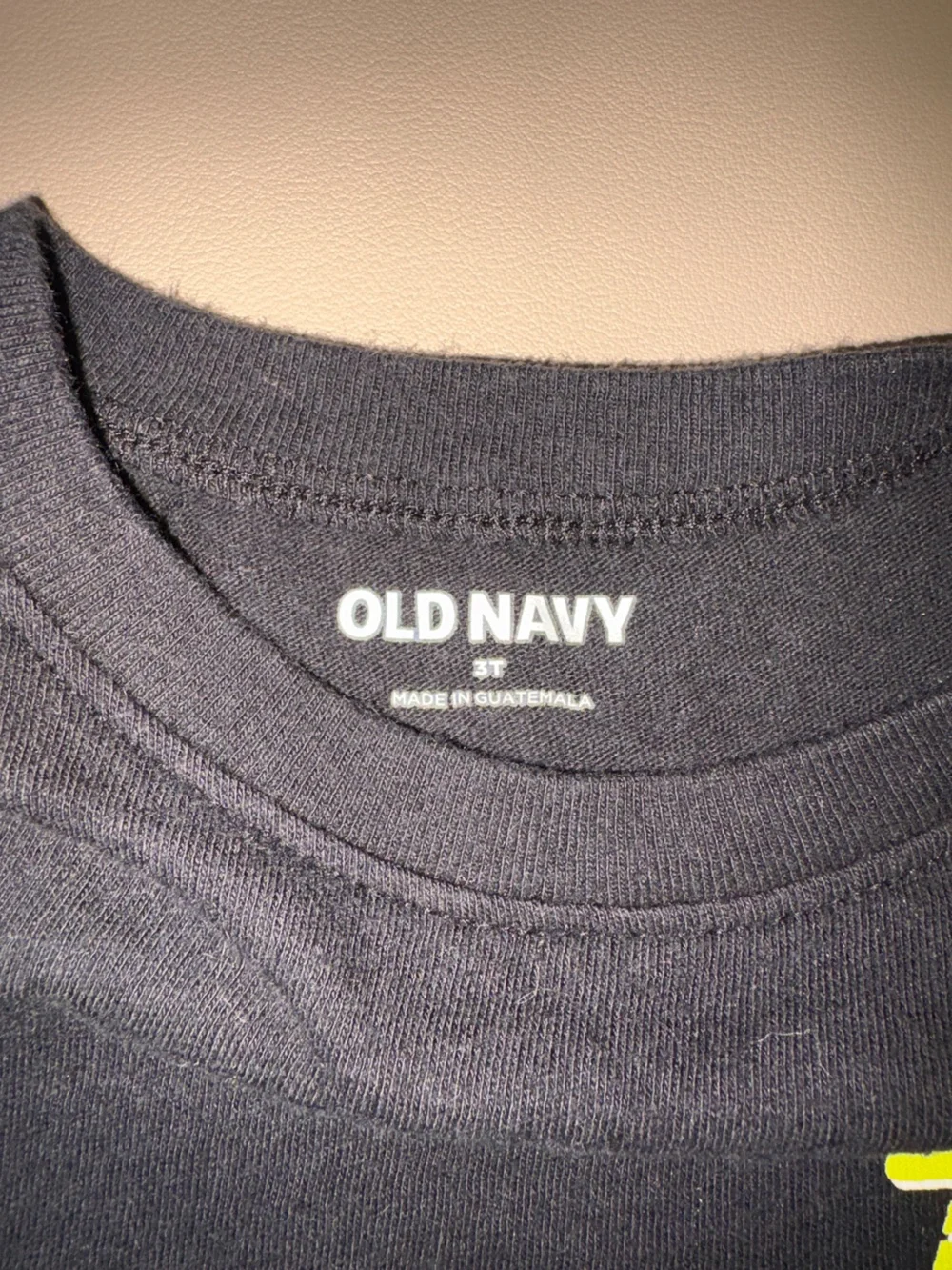 Old Navy Black Tee with Neon Yellow 